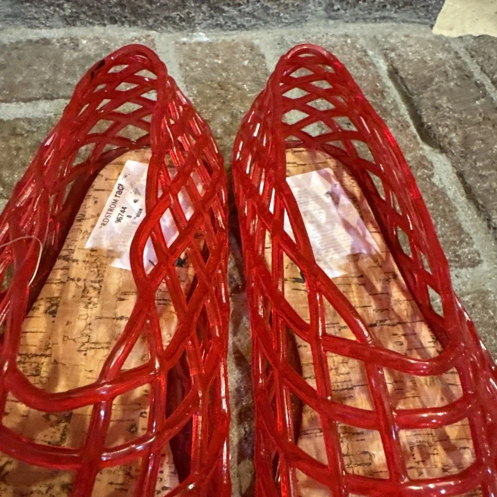 MIA Womens Darleene Jelly Mesh Slip On Flat Open Grid Rubber Shoes Red Sz 8 #563 - Picture 9 of 16